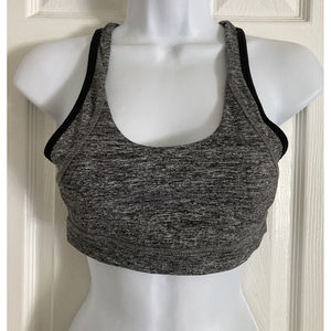 Infinitely Strong Womens Grey Black Sports Bra Size S  Strappy Back Activewear